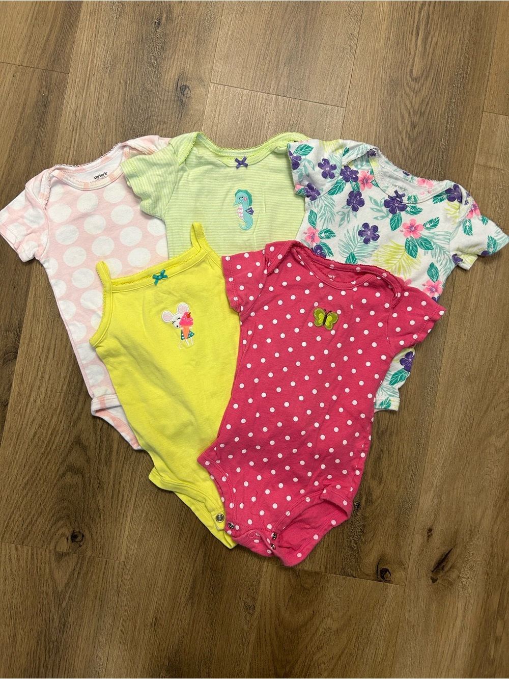 Carter's Girls' Multi-Color Polka & Floral One-Piece Bodysuit Set